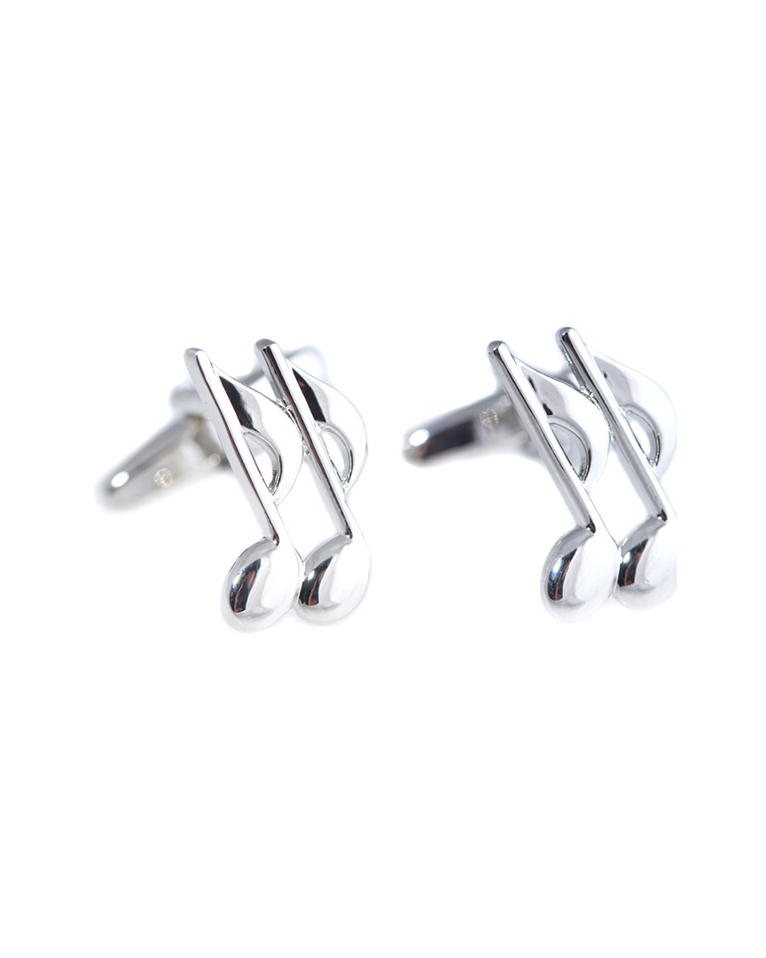 Rhodium Plated Musical Note Cufflinks