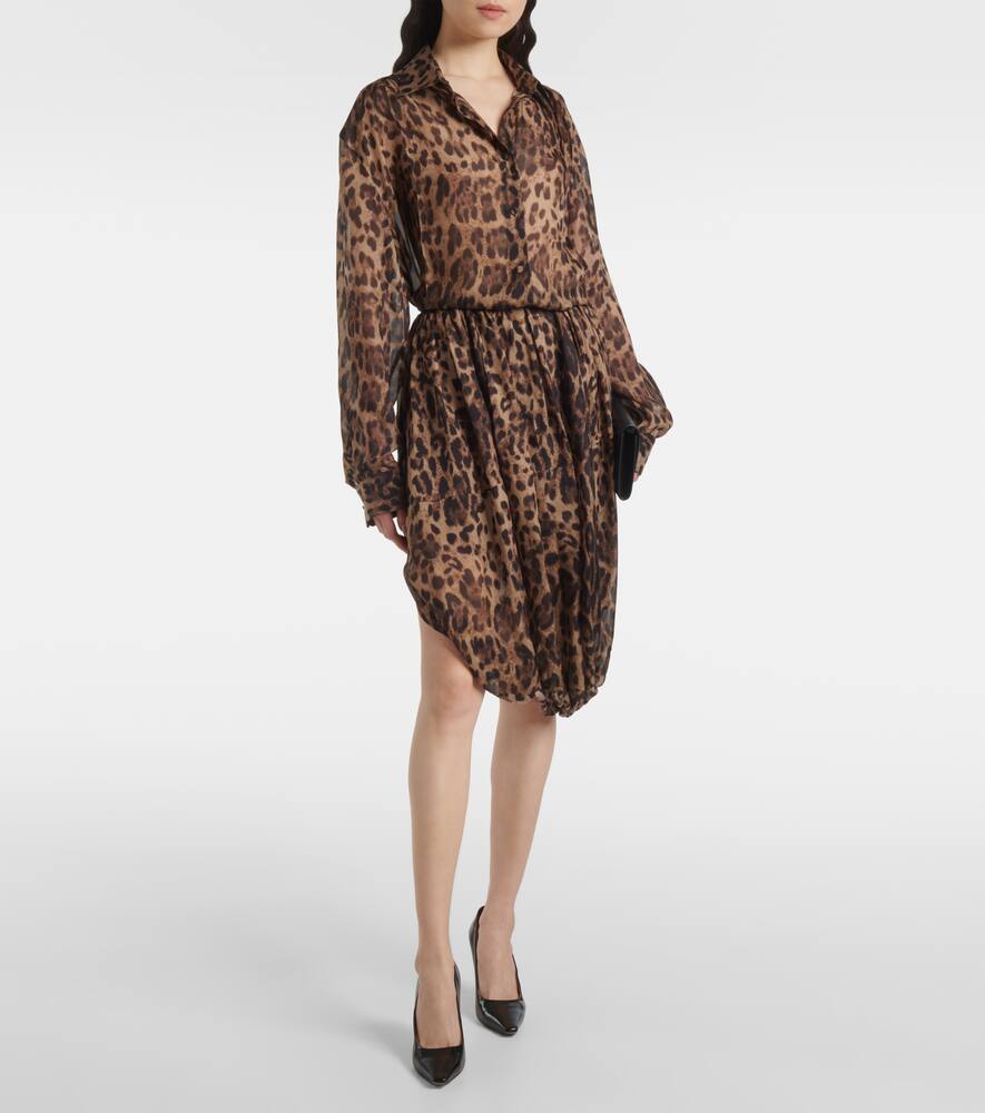 Leopard-print chiffon midi skirt