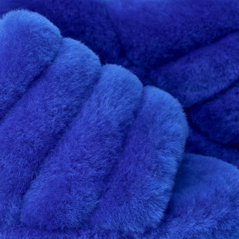 ® Women's Fluff Yeah Slide Sheepskin Slippers in Regal Blue/Dazzling Blue