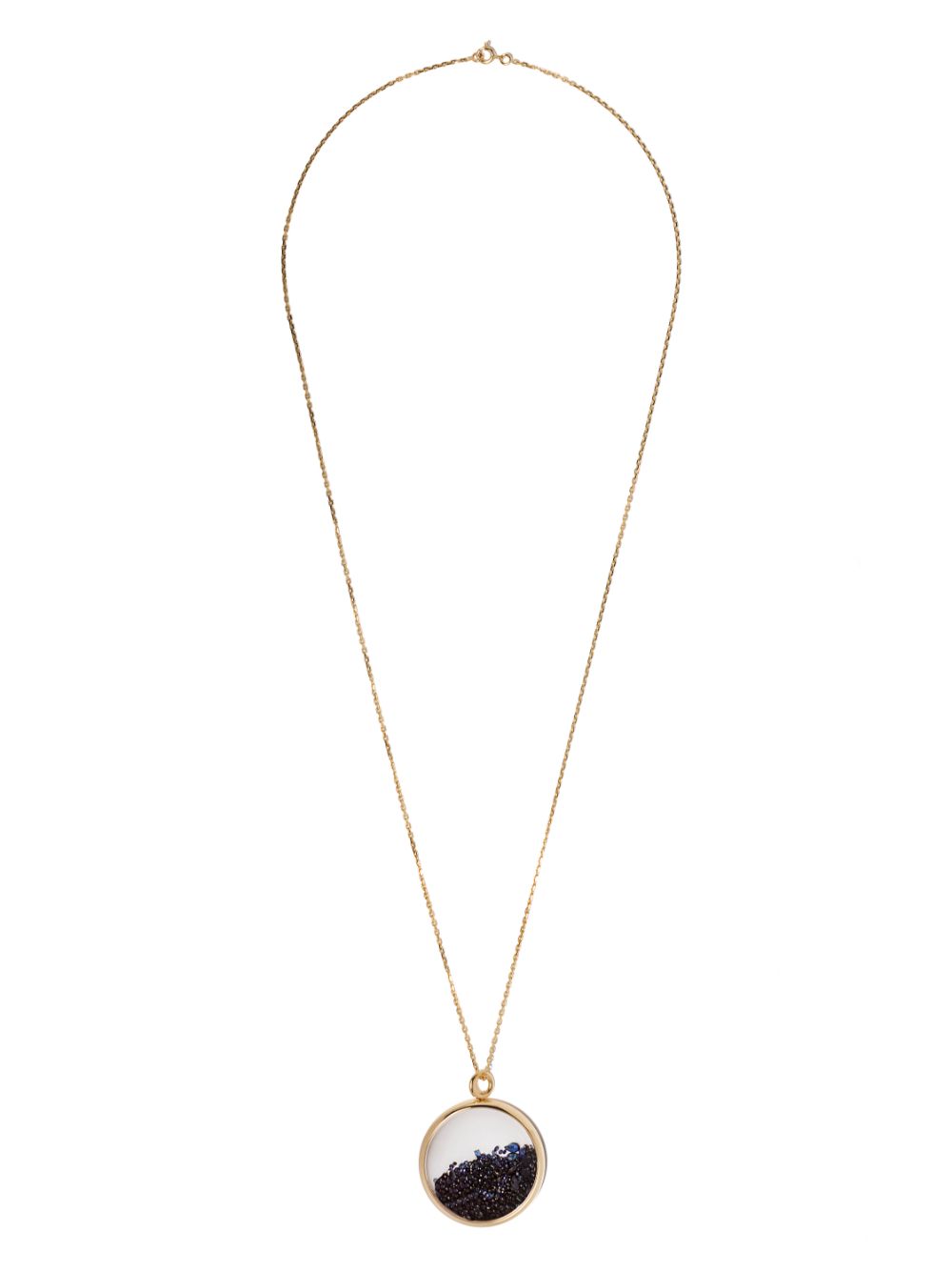 18kt yellow gold Chivor large blue sapphire medallion necklace