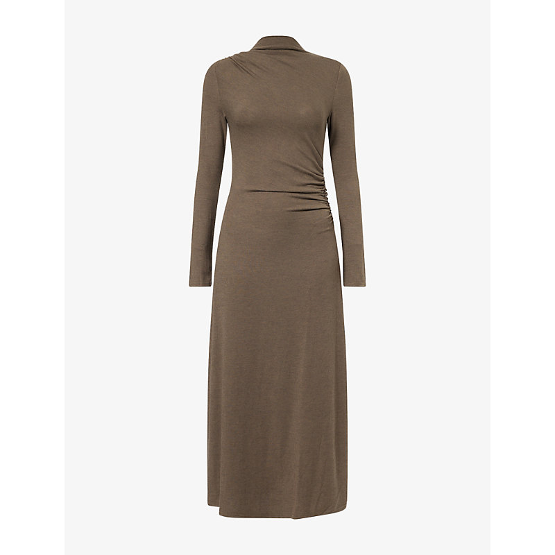 Womens Margaret Draped-Panel Jersey Midi Dress