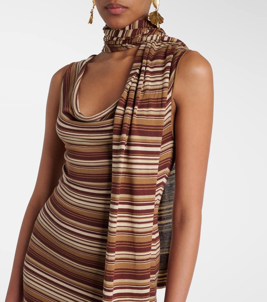 Striped silk-blend midi dress