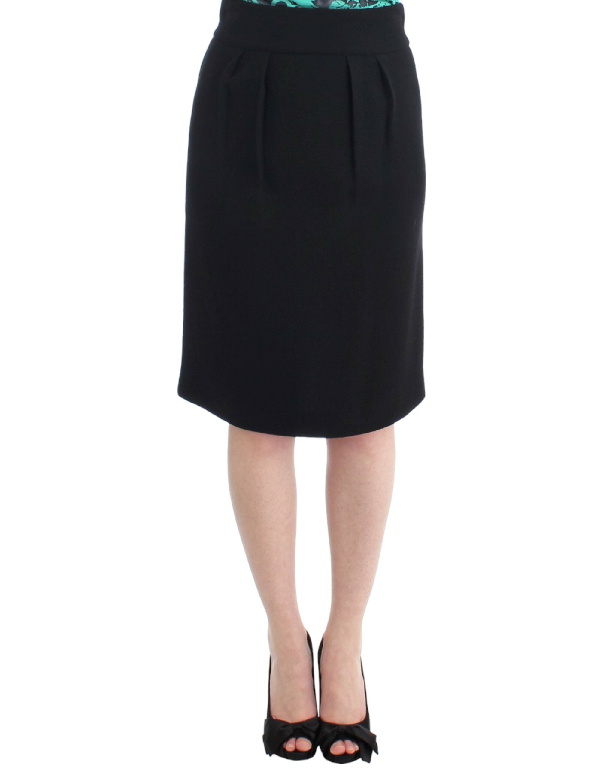 Wool Pencil Skirt — Black