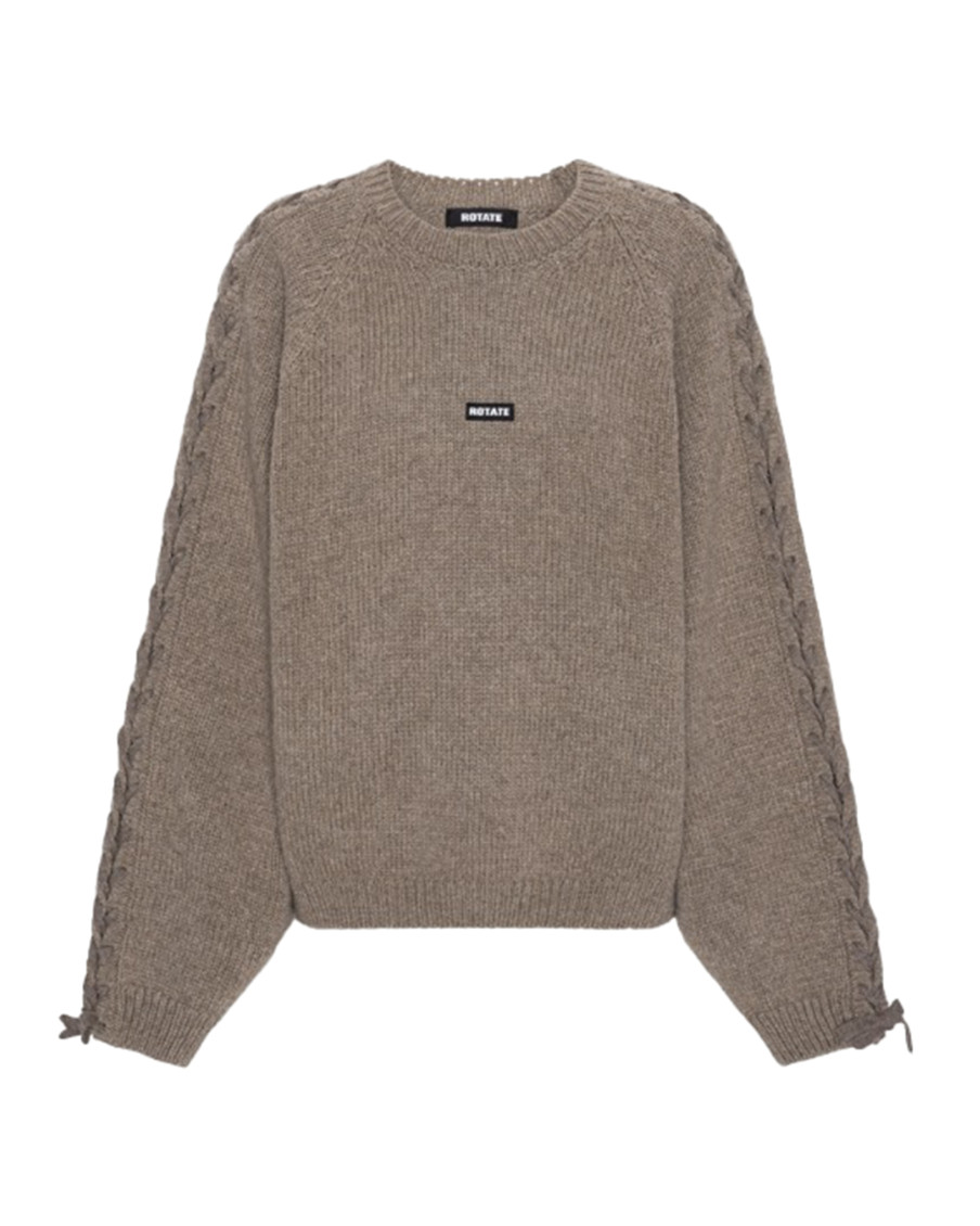 Brown Knitted Crew Neck Sweater
