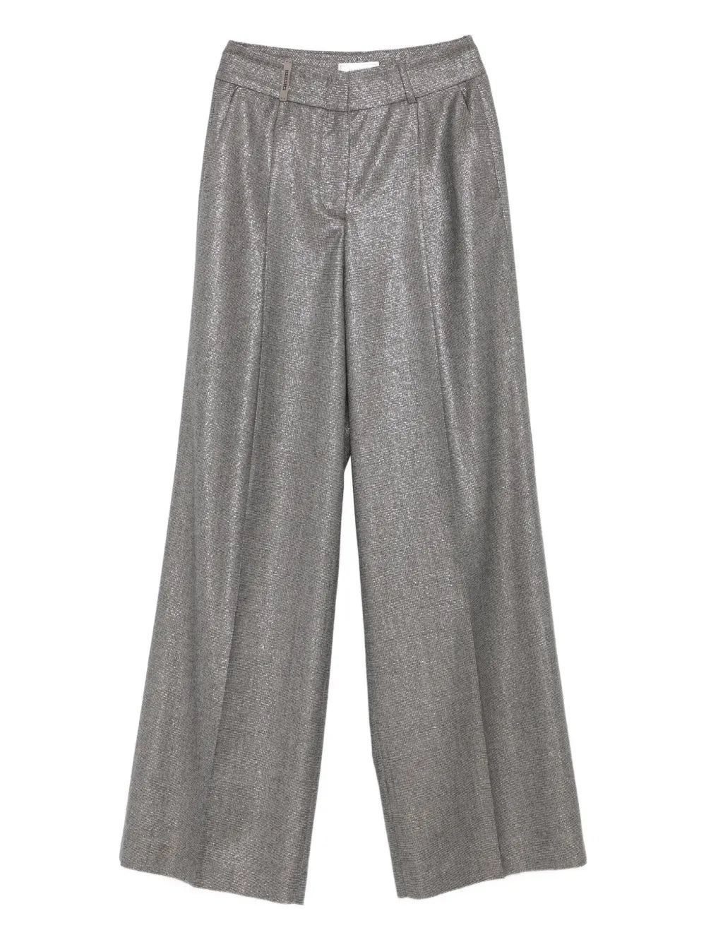 Metallic-Effect Trousers — silver