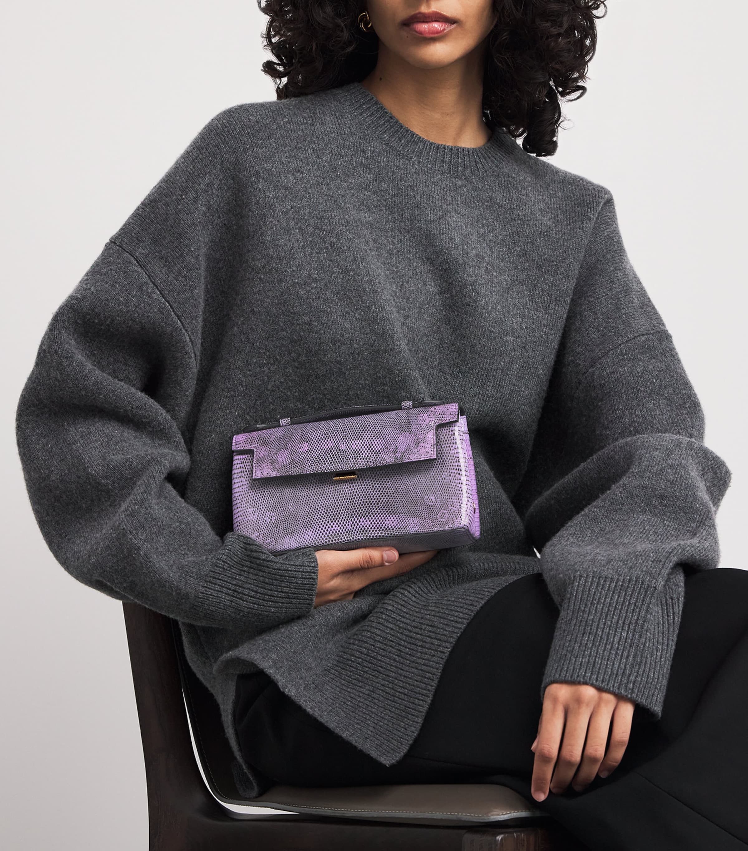 Analeena Lizard Skin Top-Handle Bag