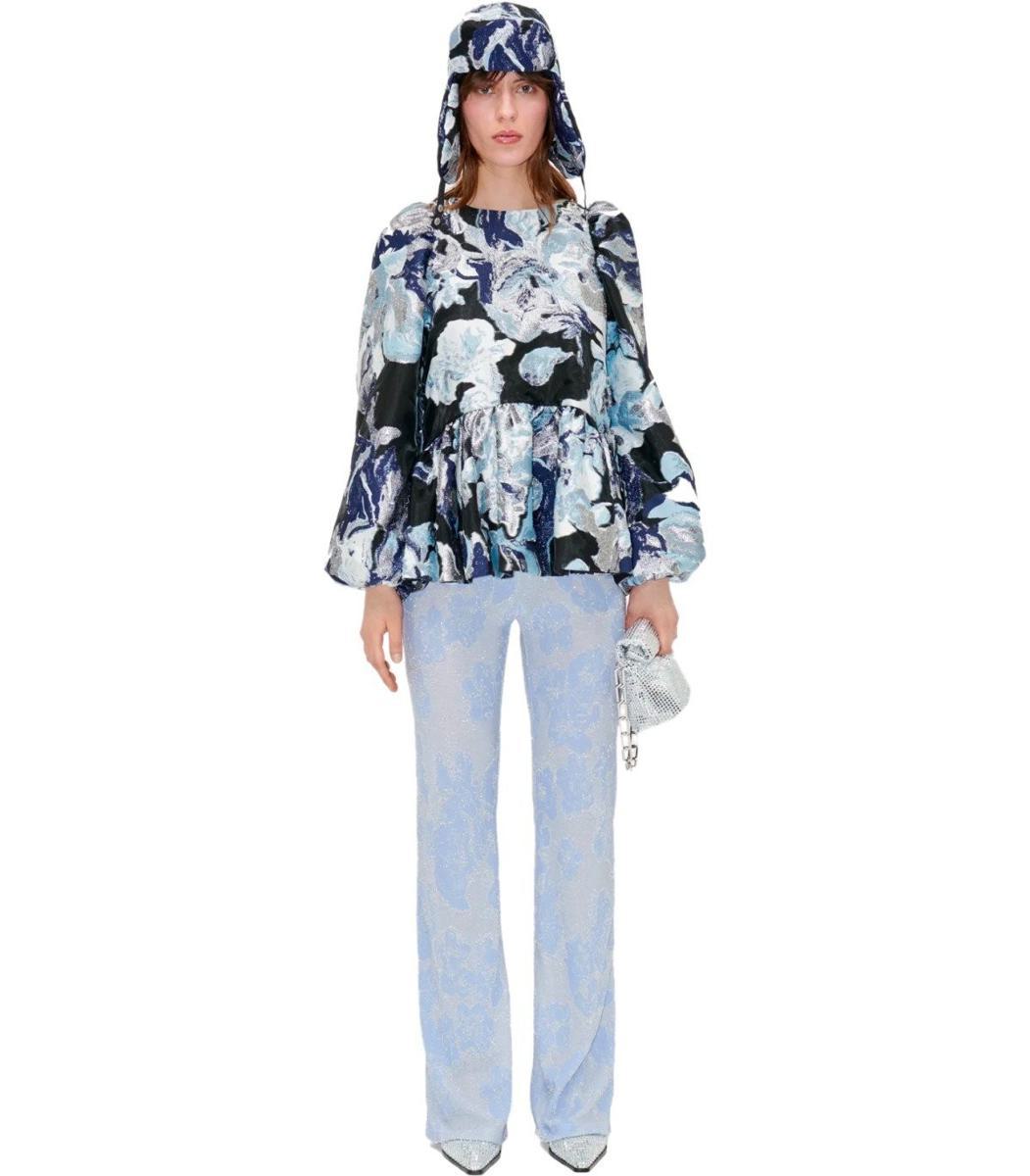 Jenny Black And Blue Blouse in Black