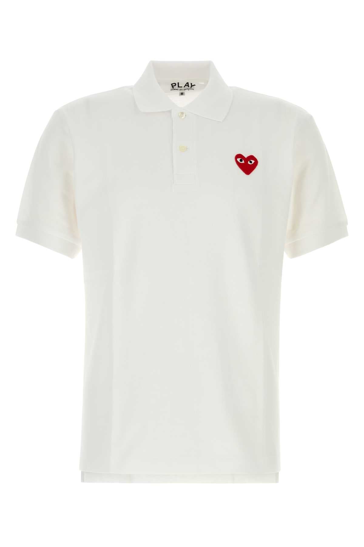 Comme Des Garcons Play RED EMBLEM Polo Shirt — White