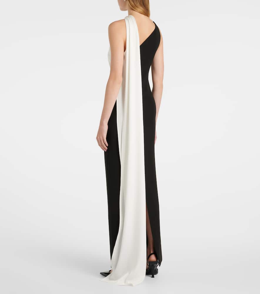 Scarf-detail one-shoulder gown