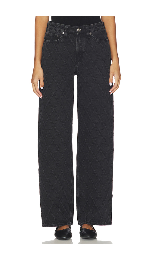 Rag & Bone Logan Quilted Wide Leg Jeans in Black. - 33 also