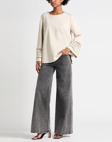 Woman Top Beige Size 6 Viscose, Polyamide, Elastane