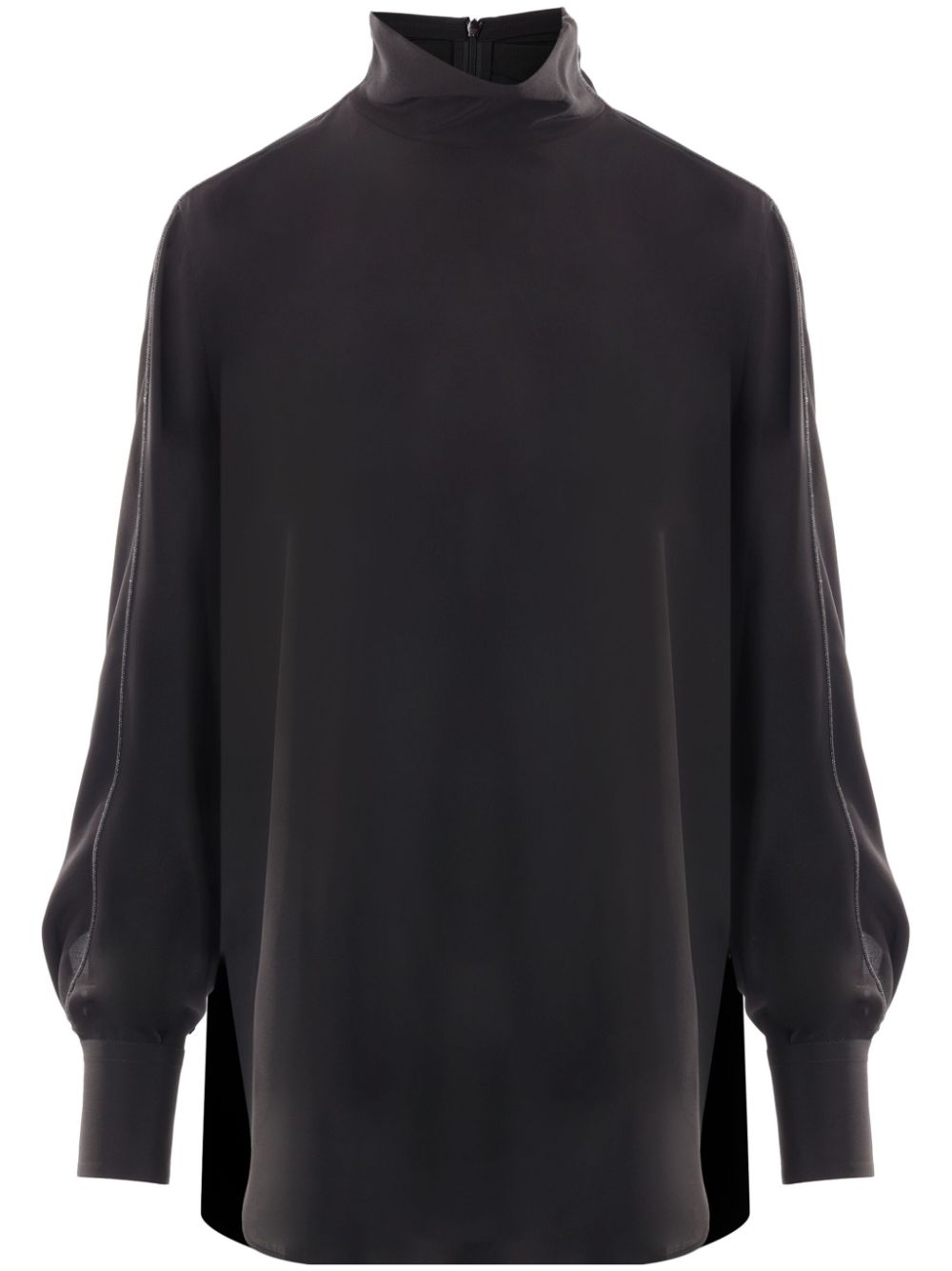 High-neck silk blouse - Black