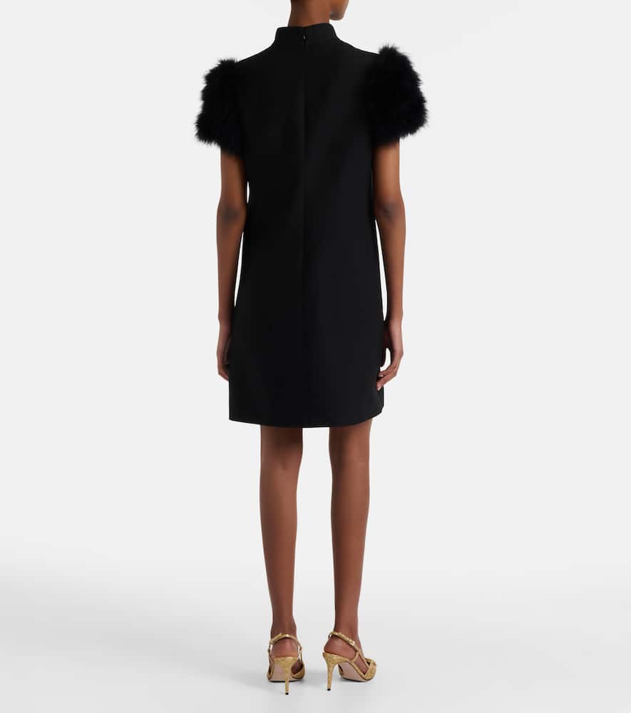 Crepe Couture feather-trimmed minidress