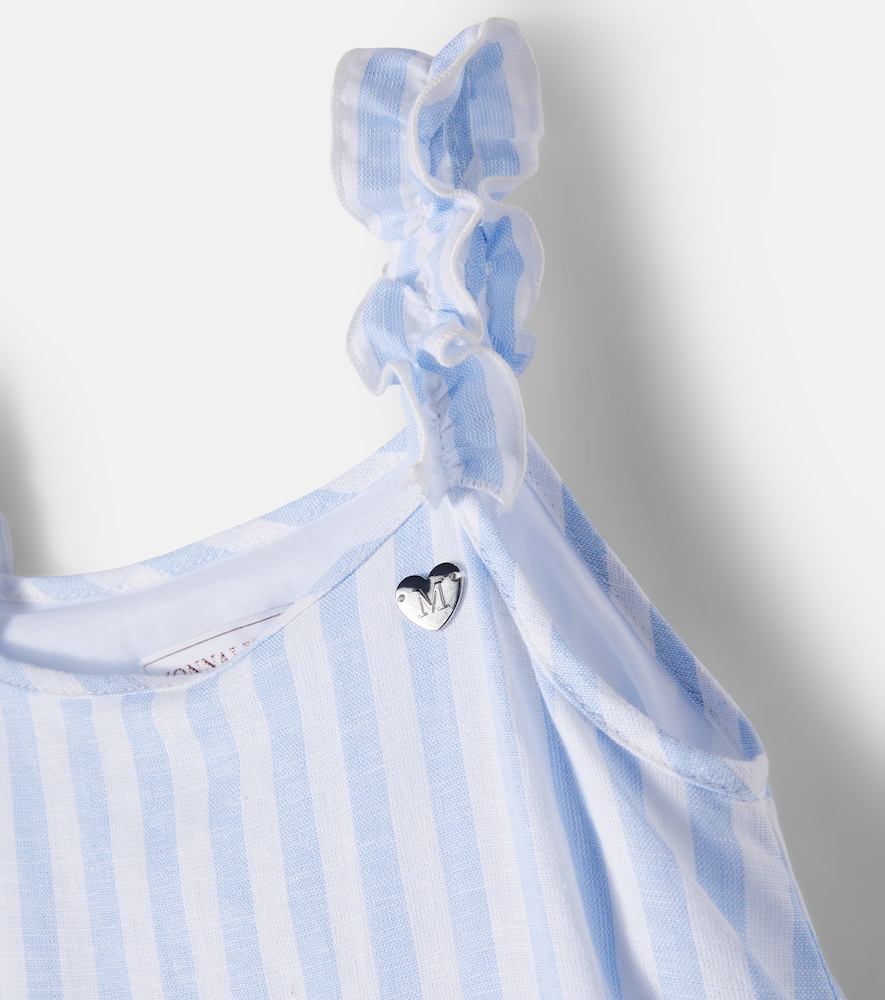 Striped linen-blend dress