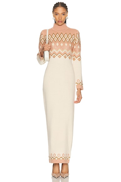 Retrofete Eagle Dress in Vintage Rose & Swan Multi - Cream, Pink. M also in L