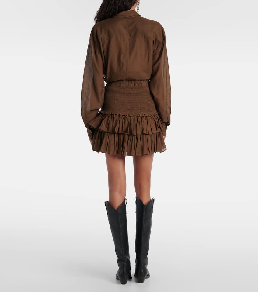 Naomi smocked cotton-blend miniskirt