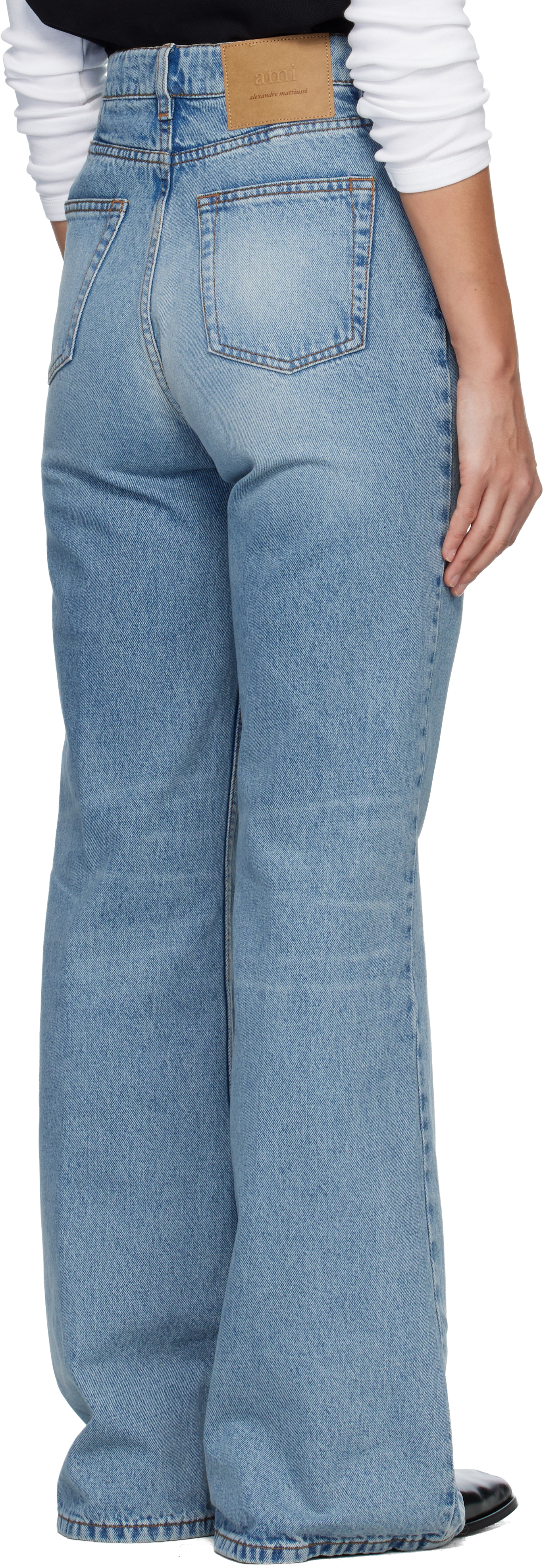 Blue Cotton Flare Fit Jeans