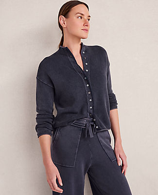 Ann Taylor Haven Well Within Organic Cotton Roll Neck Cardigan