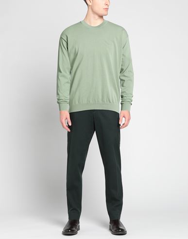 Man Sweater Light green Size 42 Cotton