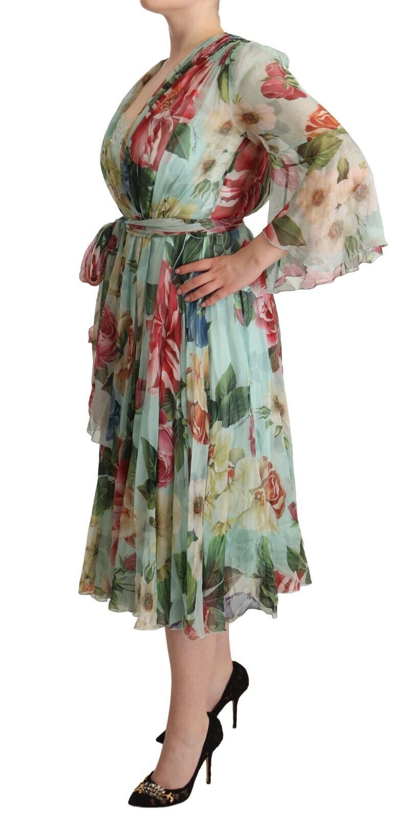 Floral Silk Dress — Green