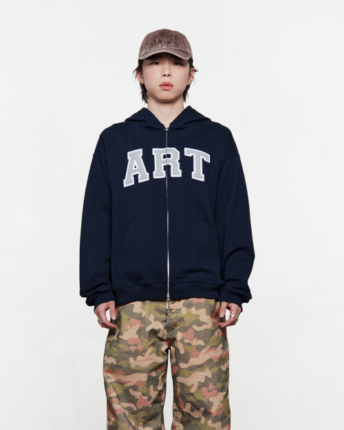 ART APPLIQUE HOODIE ZIP UP