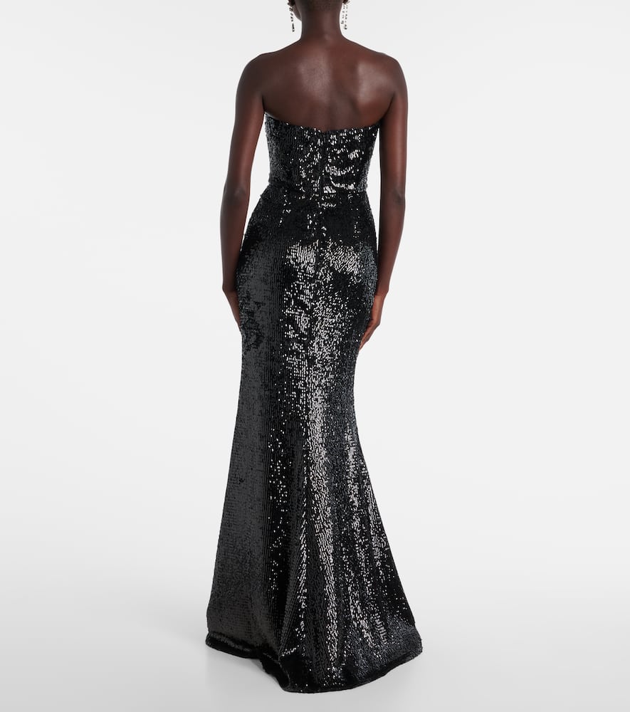Sequined strapless silk-blend gown
