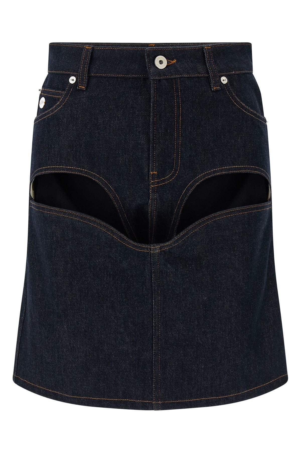 'Denim Mini Skirt With Cuts And Turn Up' Skirt