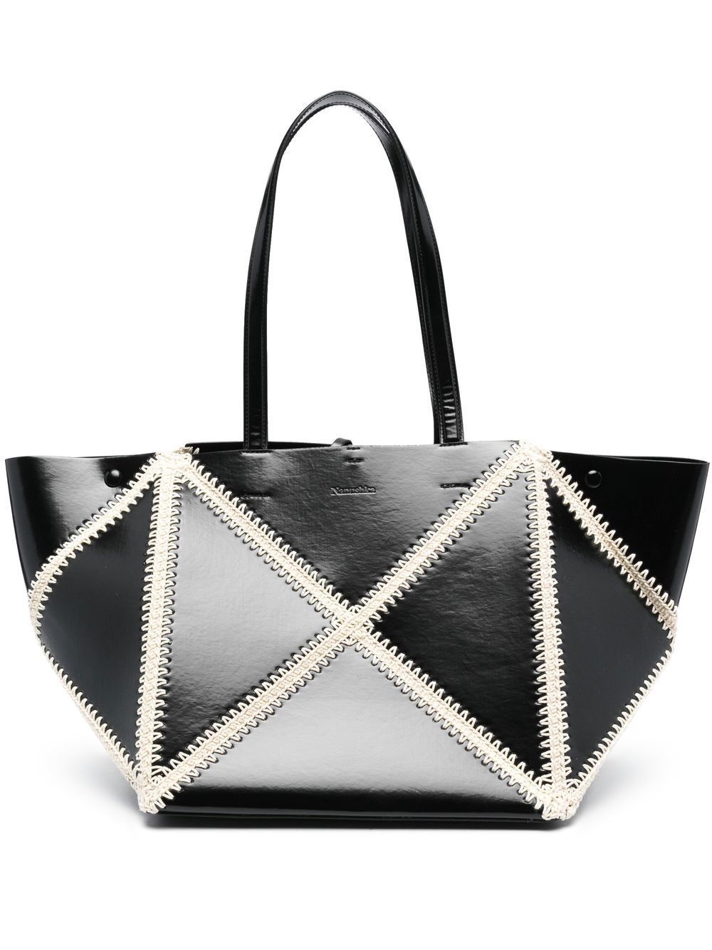 Whipstitch-trim detail tote bag - Black