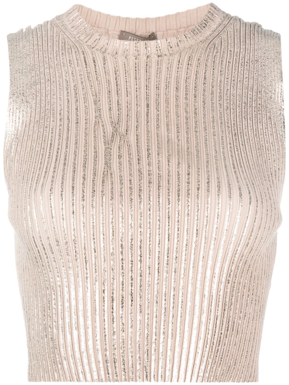 Round-neck metallic-finish tank top - Gold