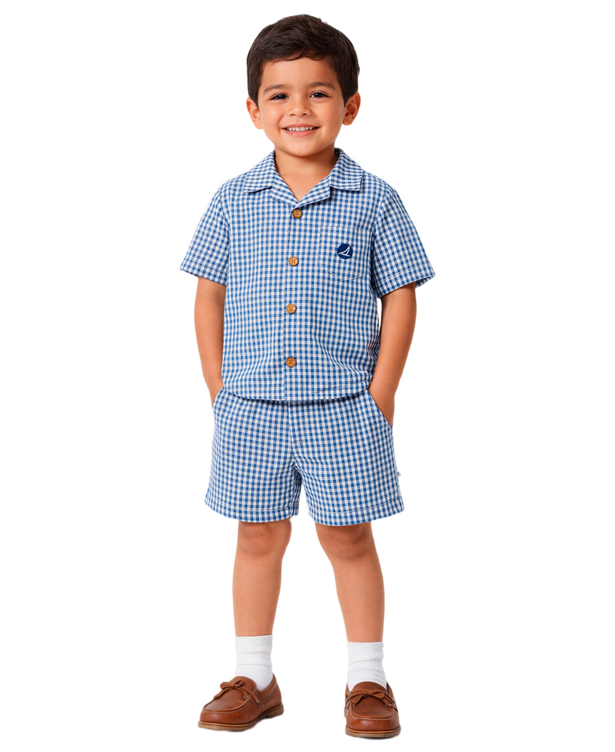 Baby Boys' Button-Down Shirt and Shorts, 2-Piece Set - Navy