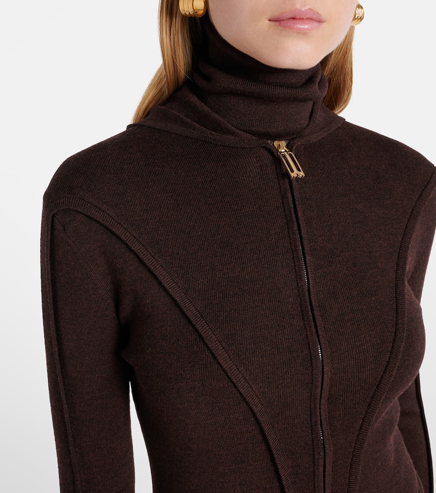 Wool-blend jersey zip-up hoodie