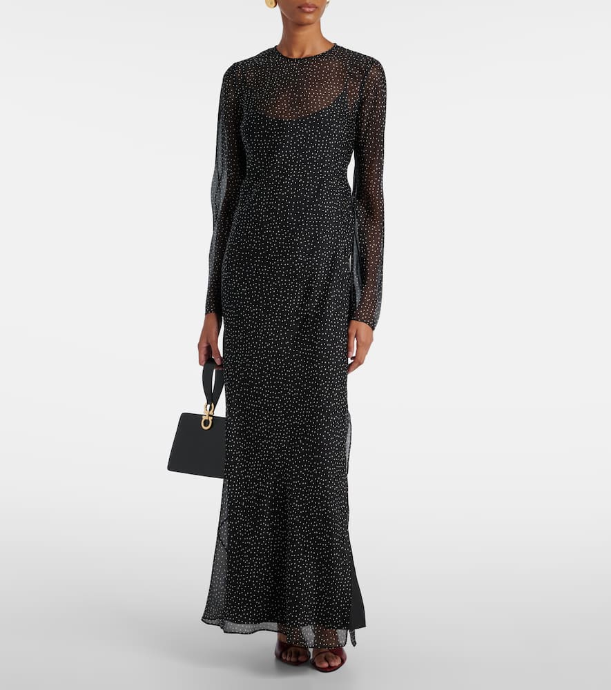 Polka-dot silk maxi dress