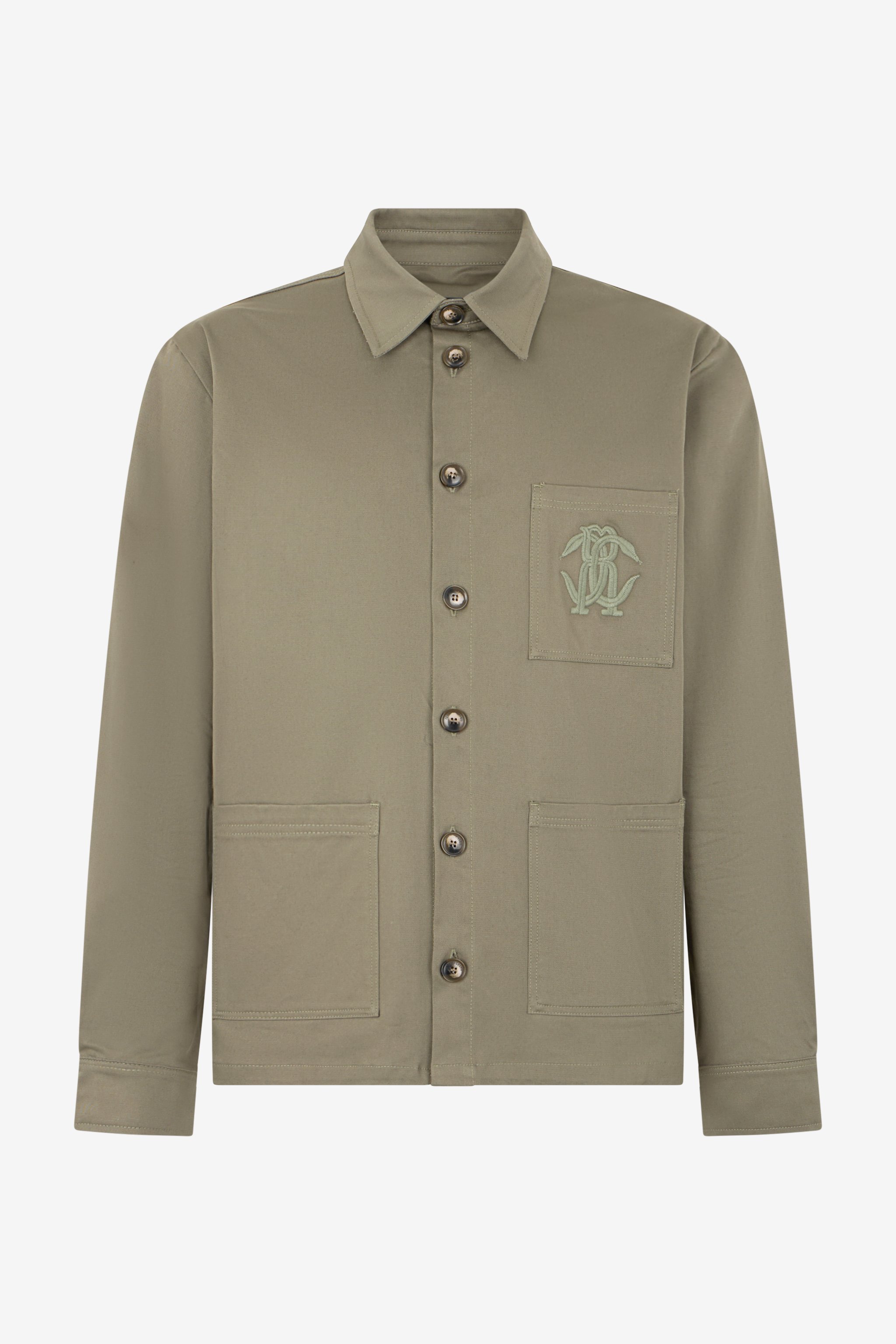 Military Green Shirt Jacket With Monogram Rc