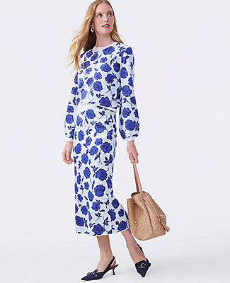 Ann Taylor Floral Sweater Pencil Skirt