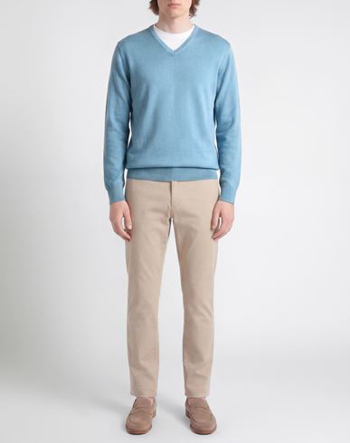 Man Sweater Light blue Size 46 Virgin Wool