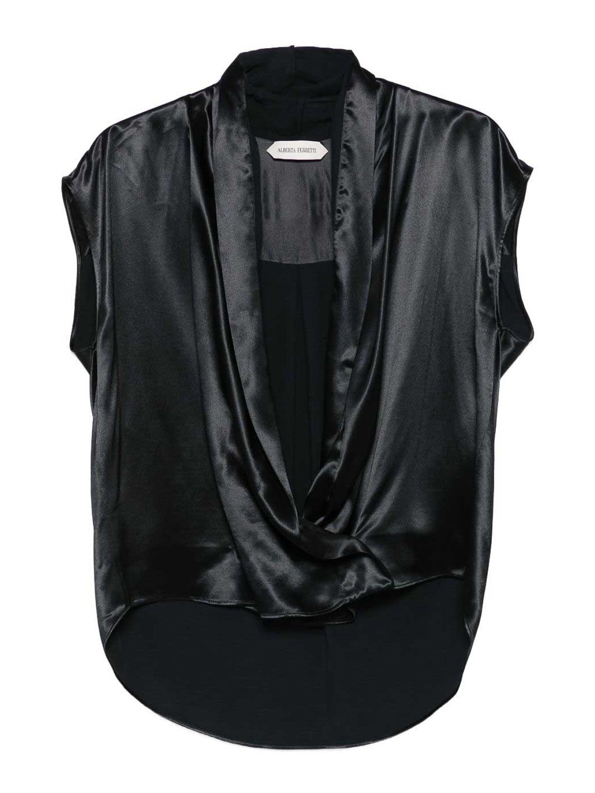 Sleeveless Black Shiny Sat