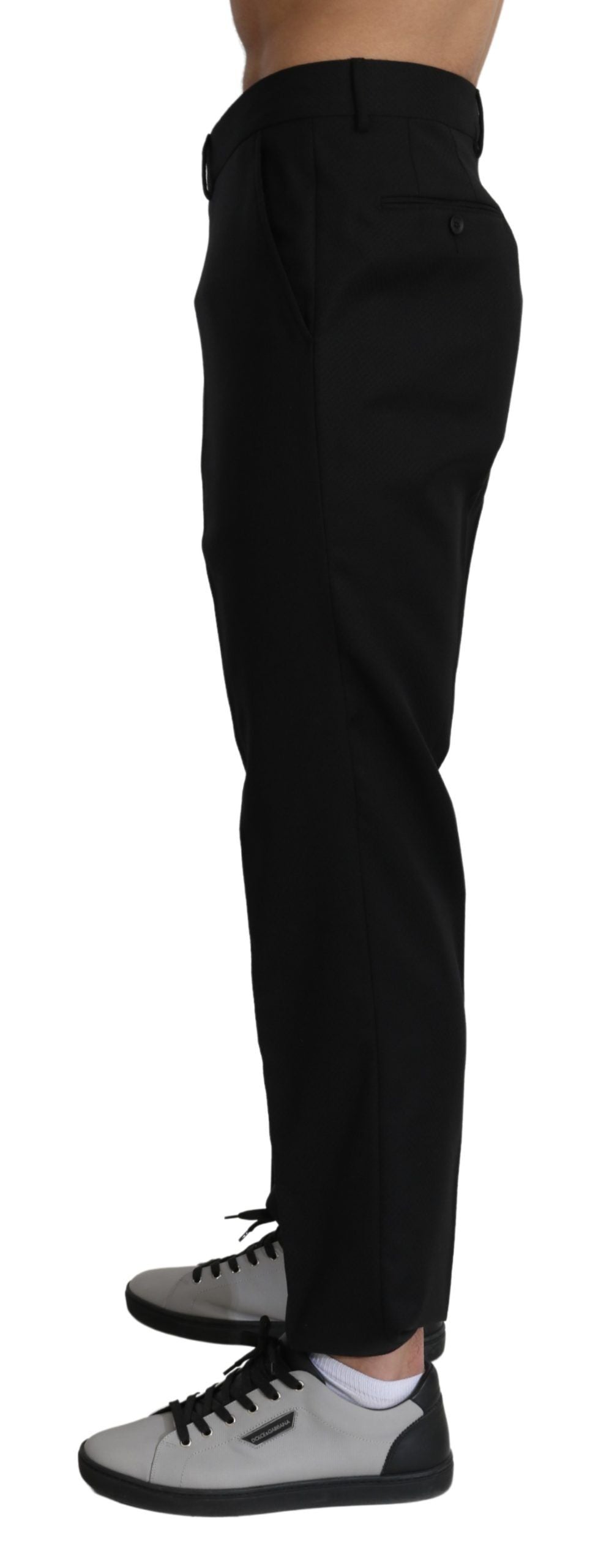 Wool Blend Formal Trousers — Black