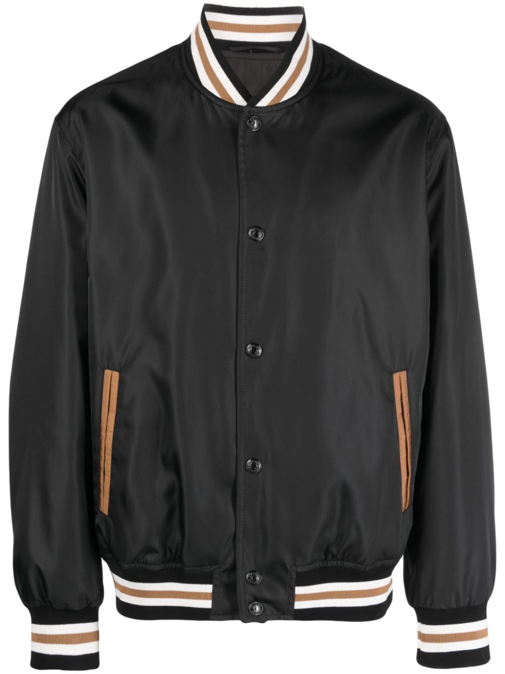 Stripe-detail bomber jacket - Black