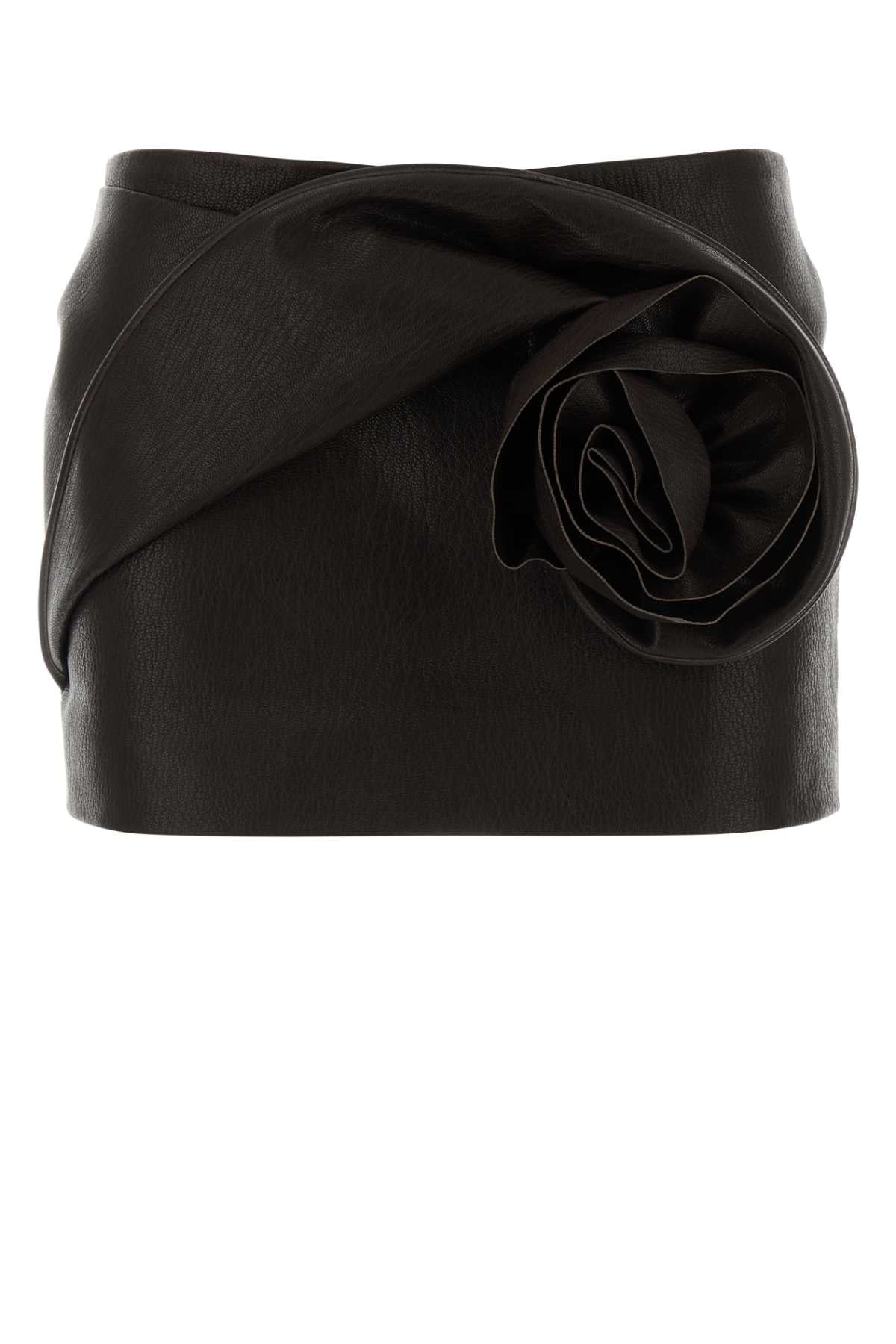 Leather Mini Skirt — Brown