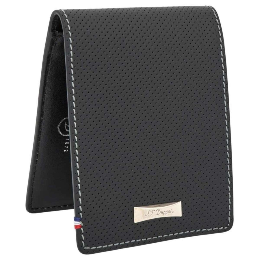 Defi Perforated 6 Card Black Leather Wallet