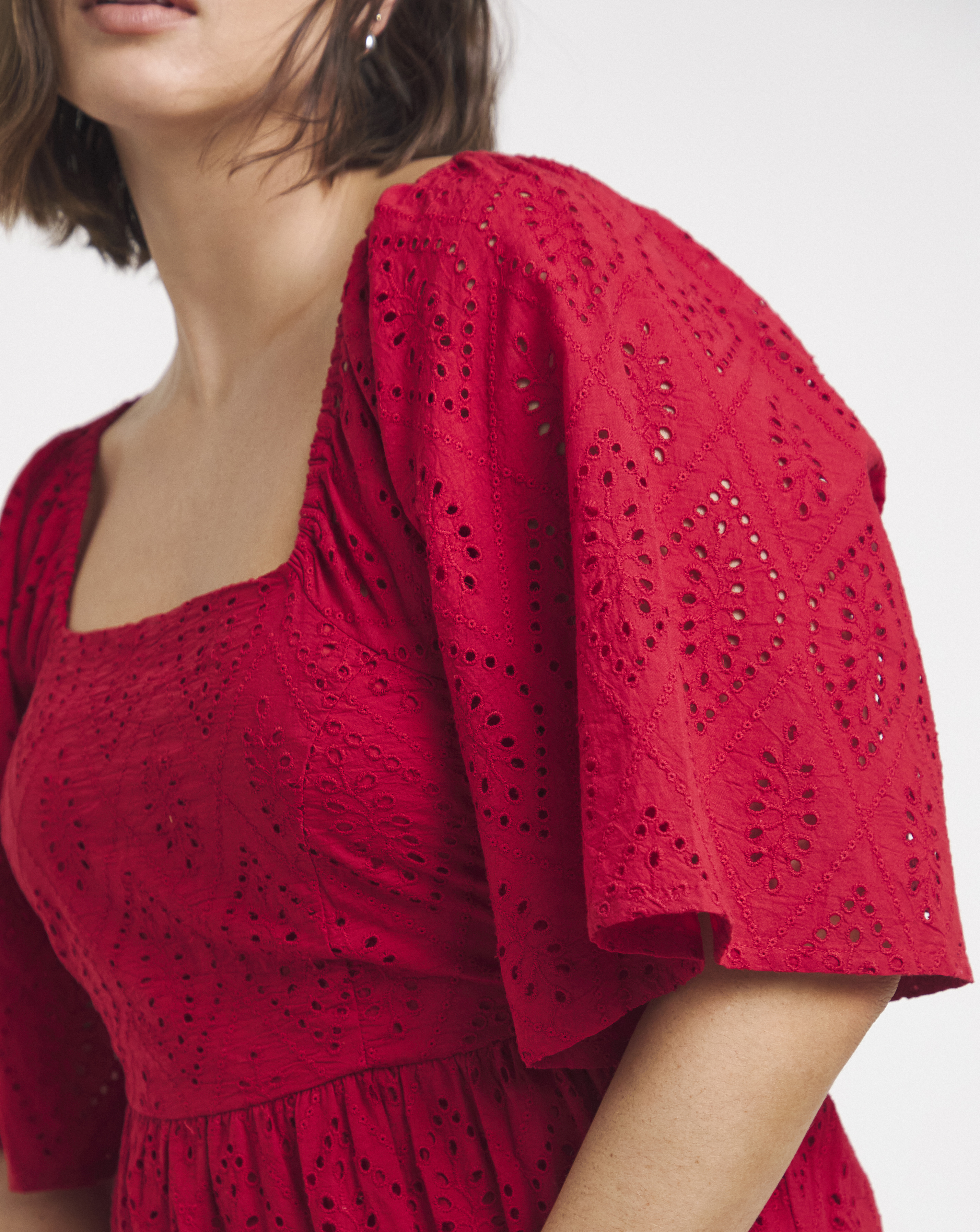 Simply Be Red Broderie Tiered Maxi Dre