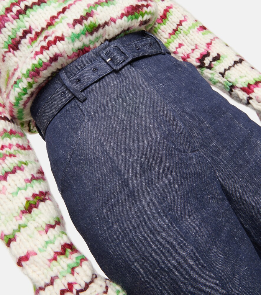 Gabriela Hearst Belted high-rise wide-leg linen pants