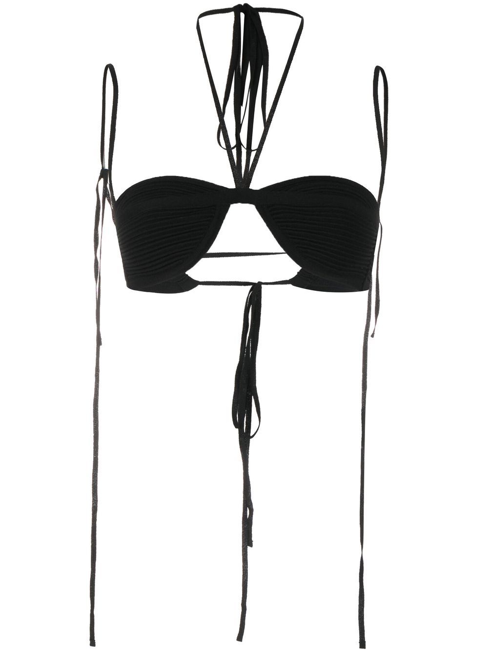 Ribbed-detail top - Black