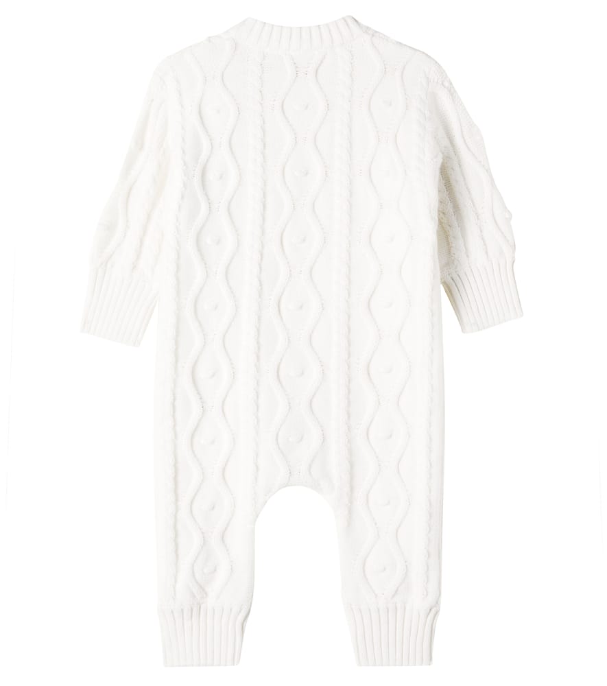 Mini Rodini Baby Panda cable-knit cotton onesie