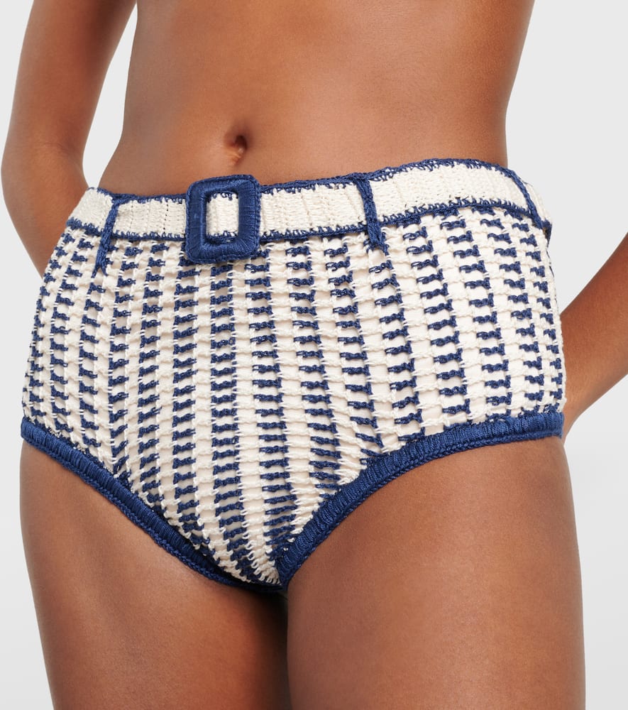 High-rise crochet cotton bikini bottoms