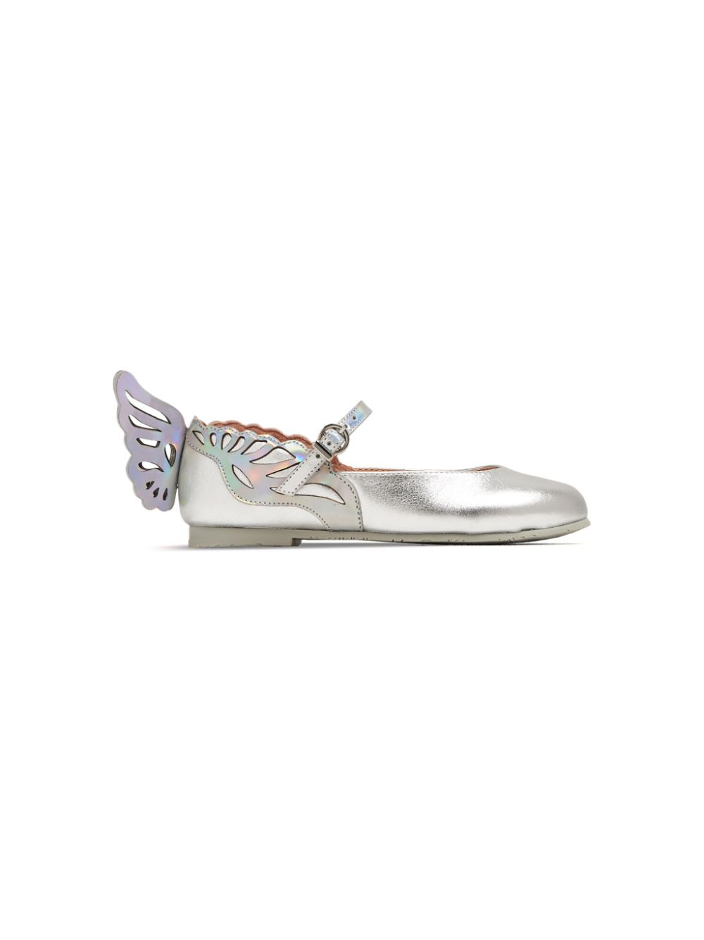 Heavenly wing-appliqué leather sandals - Silver