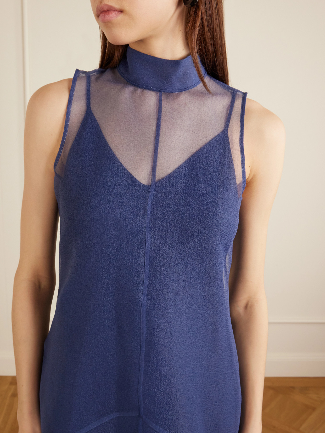 Auden Sheer Midi Dress - Blue