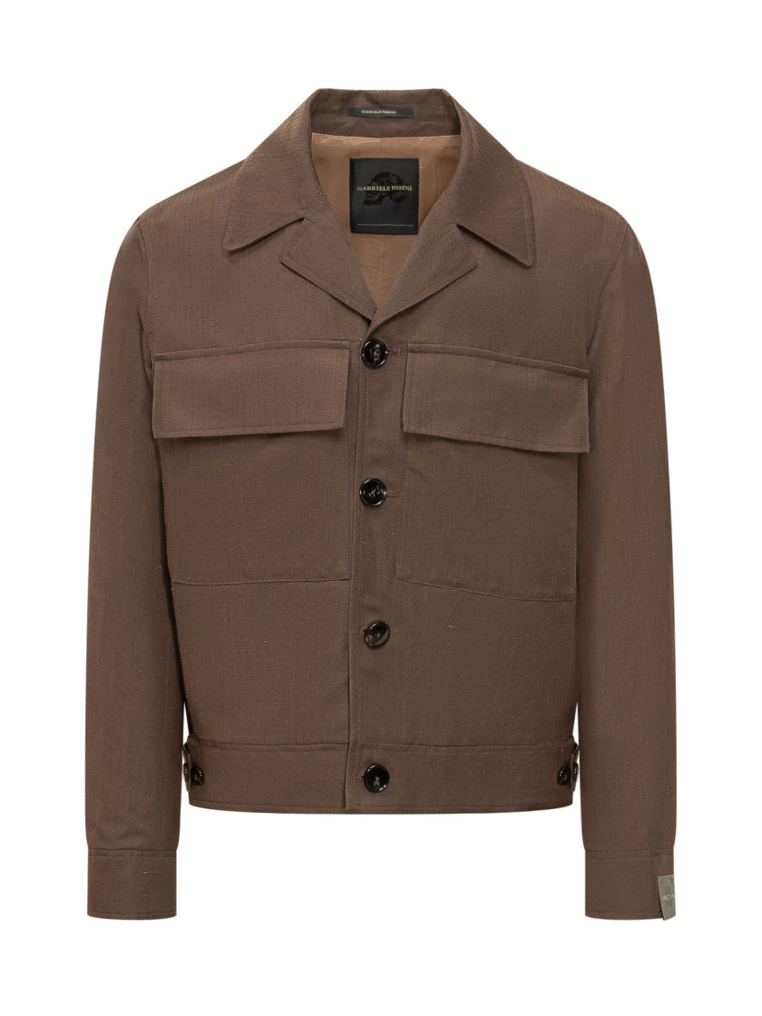 Brown Solid Shirt Collar Jacket