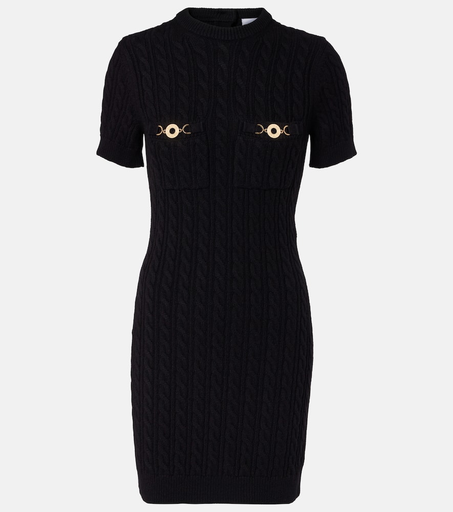 Cable-knit wool and cashmere minidress