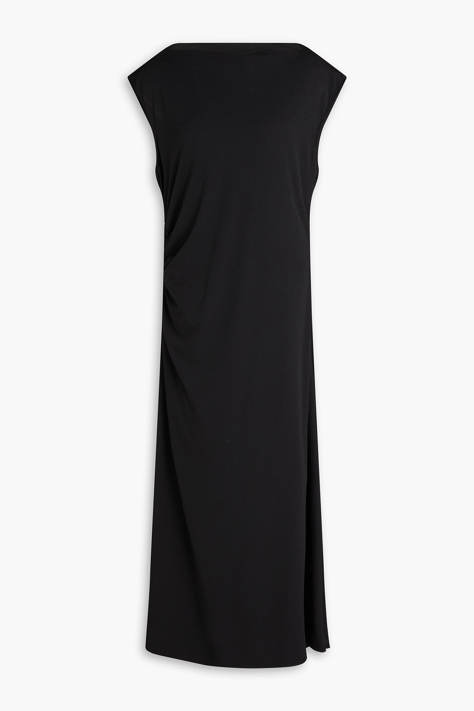Draped crepe midi dress - Black - US 2